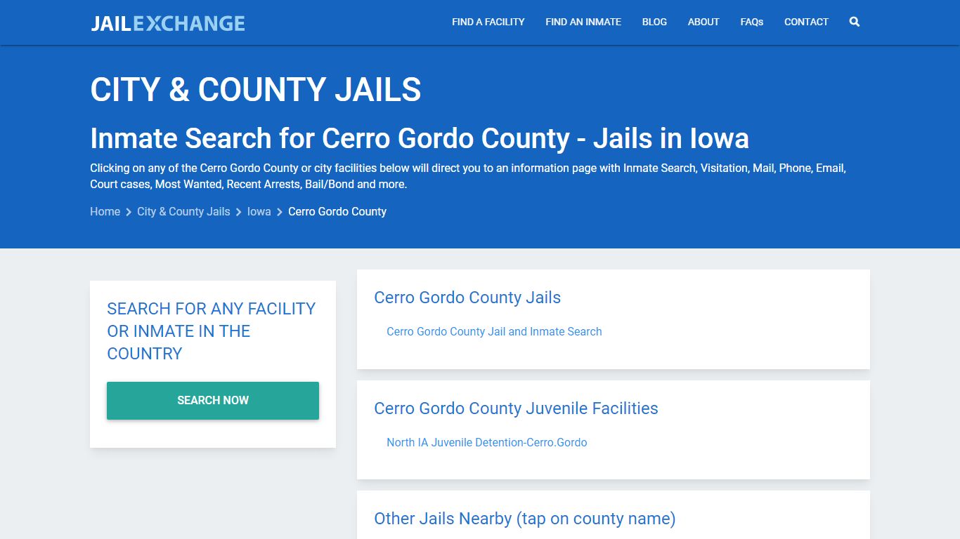 Inmate Search for Cerro Gordo County | Jails in Iowa - Jail Exchange